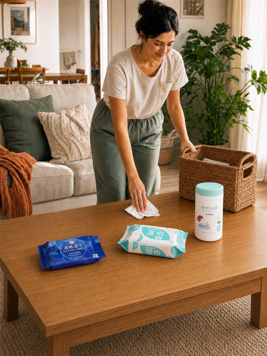 家庭生活场景中的日用清洁与卫生用品